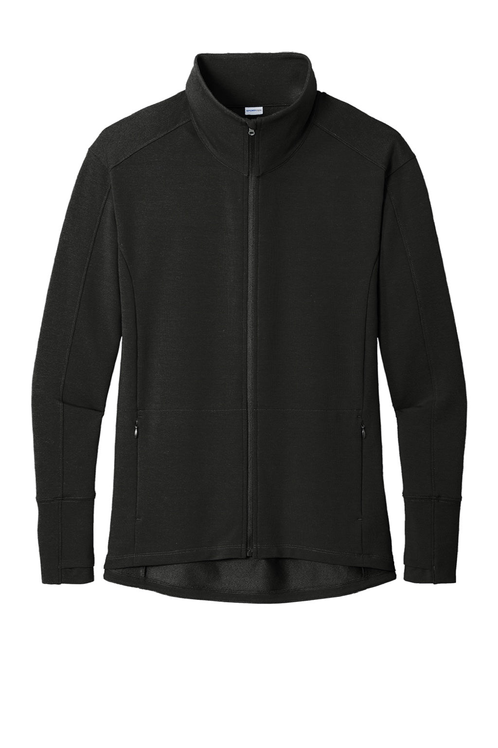 Sport-Tek LST560 Womens Flex Fleece Moisture Wicking Full Zip Sweatshirt w/ Pockets Black Flat Front