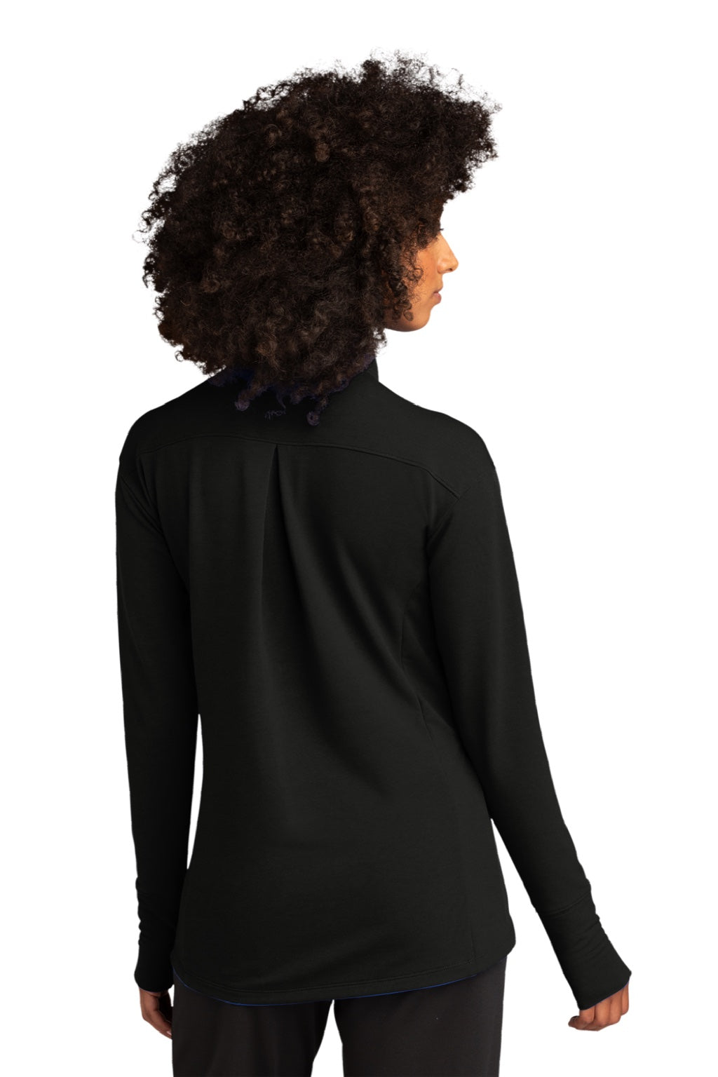 Sport-Tek LST560 Womens Flex Fleece Moisture Wicking Full Zip Sweatshirt w/ Pockets Black Model Back