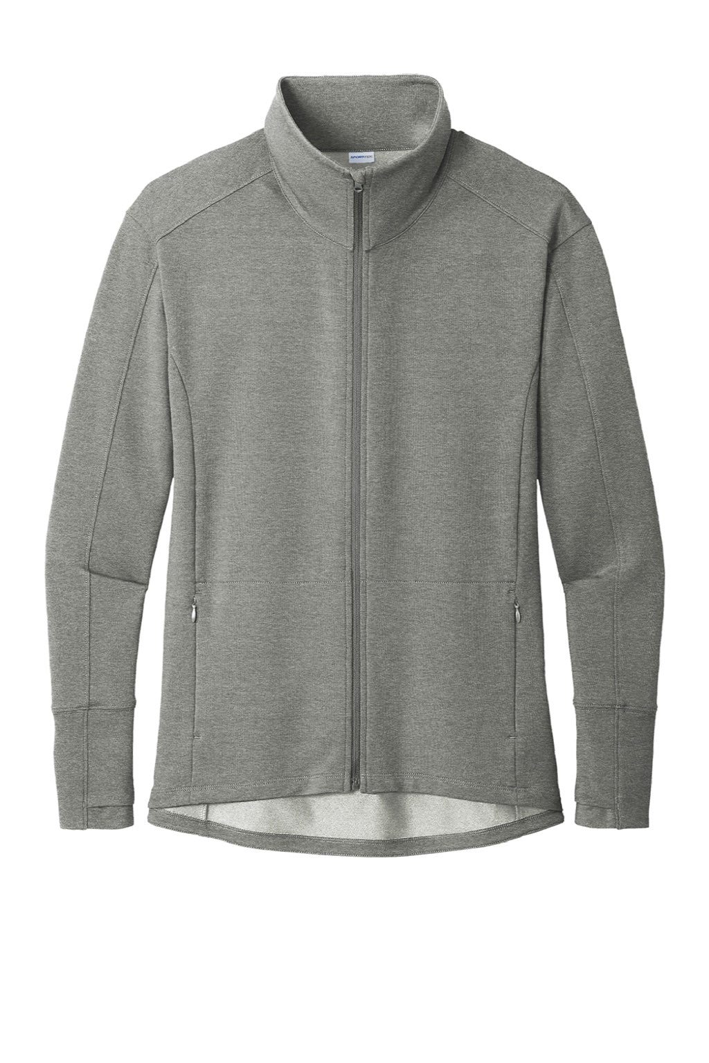 Sport-Tek LST560 Womens Flex Fleece Moisture Wicking Full Zip Sweatshirt w/ Pockets Heather Light Grey Flat Front