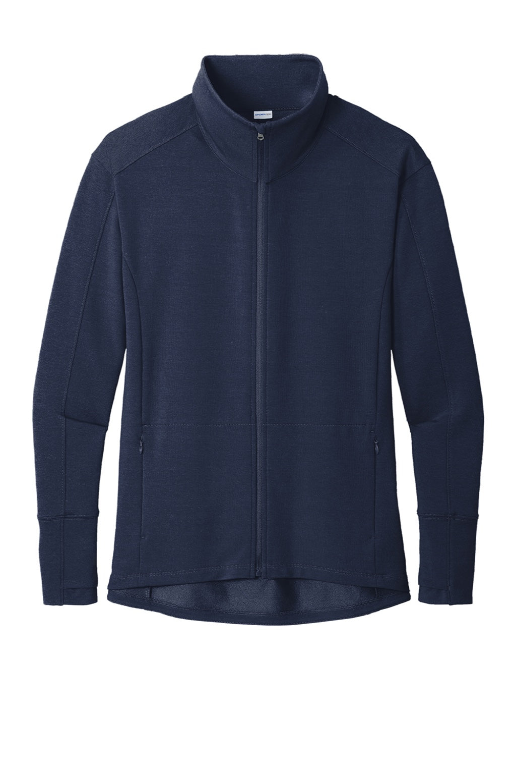 Sport-Tek LST560 Womens Flex Fleece Moisture Wicking Full Zip Sweatshirt w/ Pockets True Navy Blue Flat Front