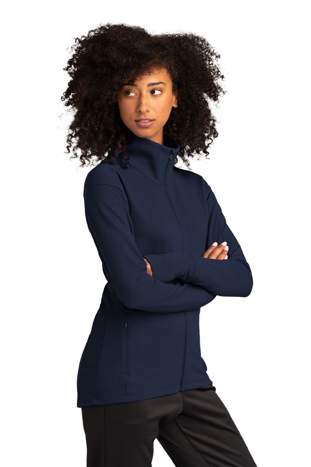 Sport-Tek LST560 Womens Flex Fleece Moisture Wicking Full Zip Sweatshirt w/ Pockets True Navy Blue Model 3q
