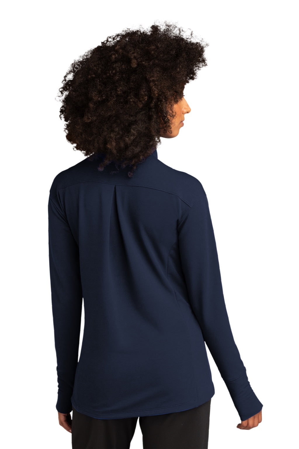 Sport-Tek LST560 Womens Flex Fleece Moisture Wicking Full Zip Sweatshirt w/ Pockets True Navy Blue Model Back