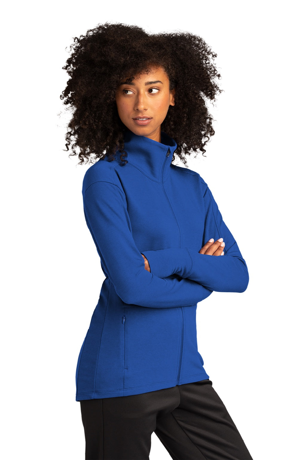 Sport-Tek LST560 Womens Flex Fleece Moisture Wicking Full Zip Sweatshirt w/ Pockets True Royal Blue Model 3q