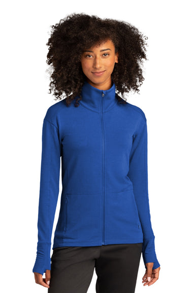 Sport-Tek LST560 Womens Flex Fleece Moisture Wicking Full Zip Sweatshirt w/ Pockets True Royal Blue Model Front
