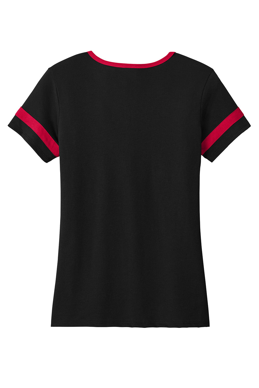 Sport-Tek LST6041 Womens Halftime Notch Neck Short Sleeve T-Shirt Black/Deep Red Flat Back