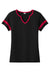 Sport-Tek LST6041 Womens Halftime Notch Neck Short Sleeve T-Shirt Black/Deep Red Flat Front
