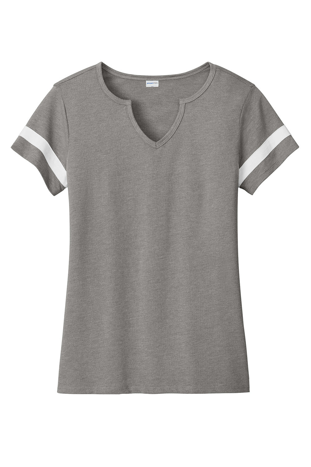 Sport-Tek LST6041 Womens Halftime Notch Neck Short Sleeve T-Shirt Heather Vintage Grey/White Flat Front