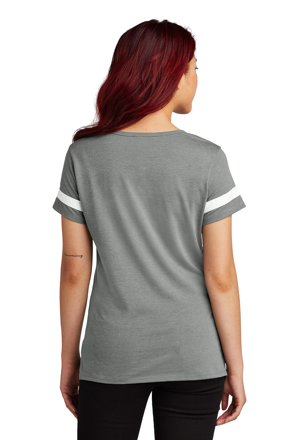Sport-Tek LST6041 Womens Halftime Notch Neck Short Sleeve T-Shirt Heather Vintage Grey/White Model Back
