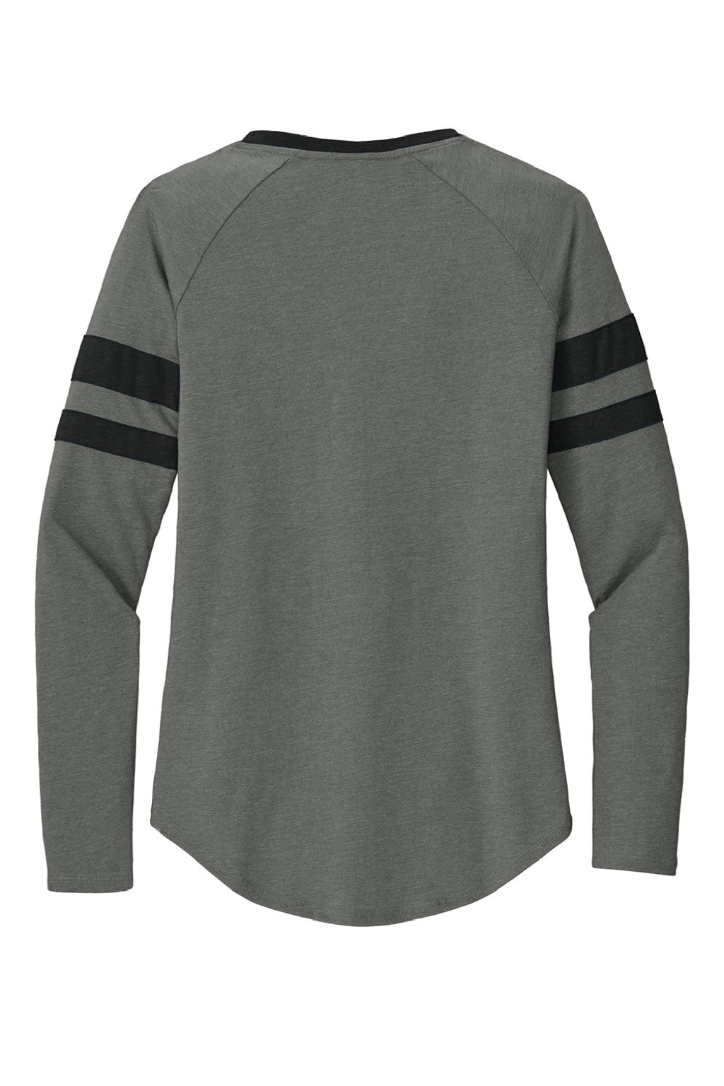 Sport-Tek LST6043 Womens Halftime Stripe Long Sleeve V-Neck T-Shirt Heather Vintage Grey/Black Flat Back