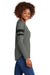 Sport-Tek LST6043 Womens Halftime Stripe Long Sleeve V-Neck T-Shirt Heather Vintage Grey/Black Model Side
