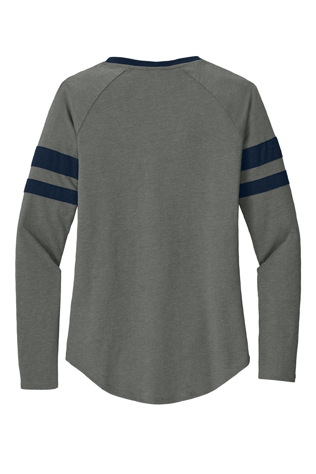 Sport-Tek LST6043 Womens Halftime Stripe Long Sleeve V-Neck T-Shirt Heather Vintage Grey/True Navy Blue Flat Back