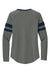 Sport-Tek LST6043 Womens Halftime Stripe Long Sleeve V-Neck T-Shirt Heather Vintage Grey/True Navy Blue Flat Back