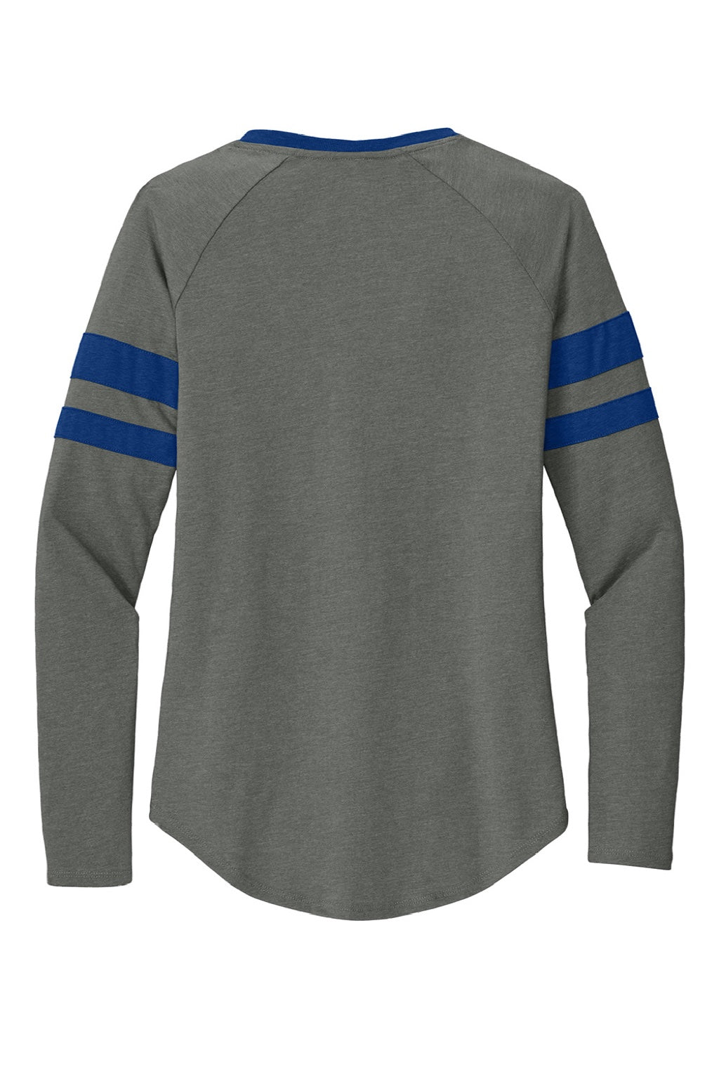 Sport-Tek LST6043 Womens Halftime Stripe Long Sleeve V-Neck T-Shirt Heather Vintage Grey/True Royal Blue Flat Back