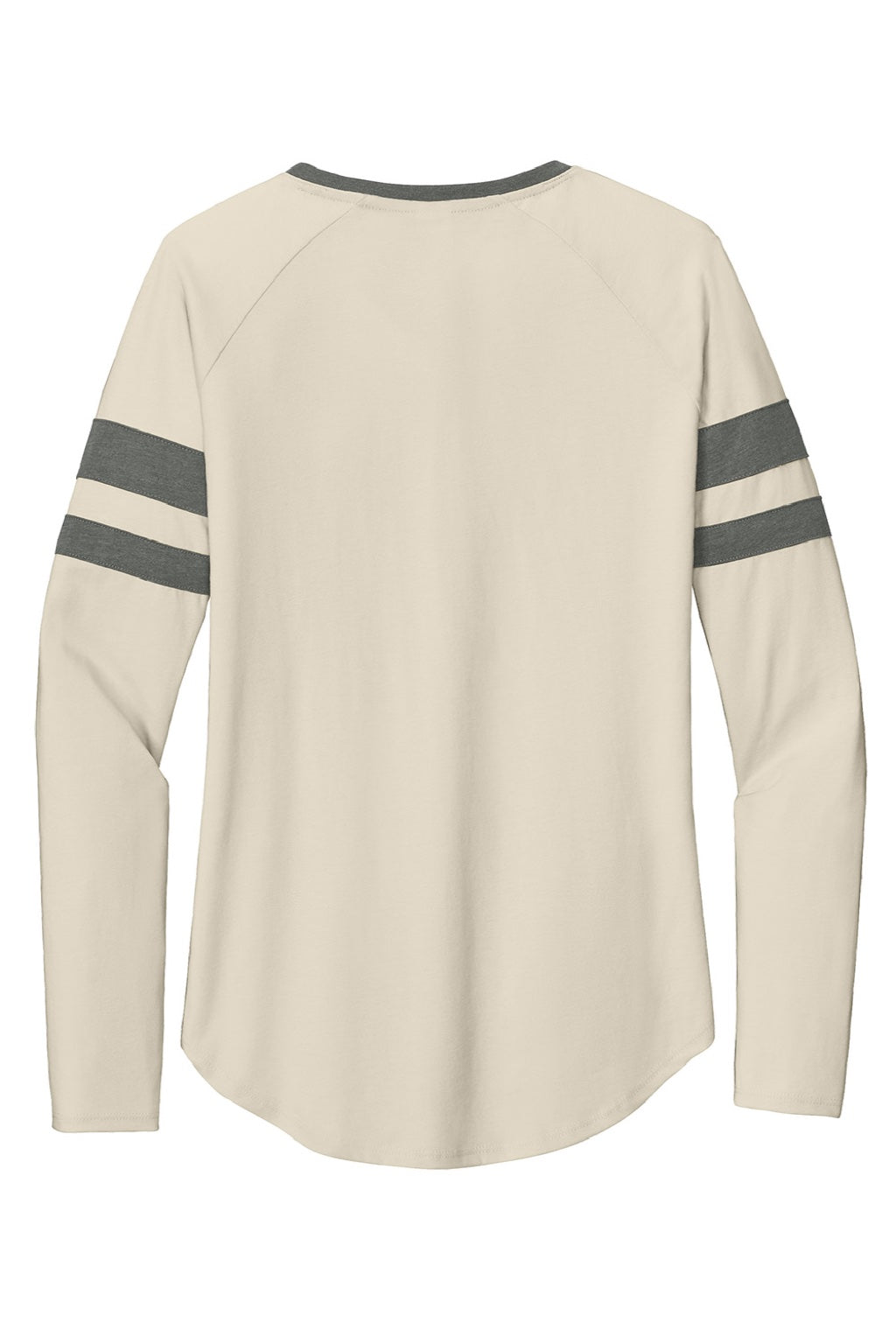 Sport-Tek LST6043 Womens Halftime Stripe Long Sleeve V-Neck T-Shirt Ecru/Heather Vintage Grey Flat Back