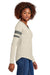 Sport-Tek LST6043 Womens Halftime Stripe Long Sleeve V-Neck T-Shirt Ecru/Heather Vintage Grey Model Side