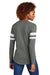 Sport-Tek LST6043 Womens Halftime Stripe Long Sleeve V-Neck T-Shirt Heather Vintage Grey/White Model Back
