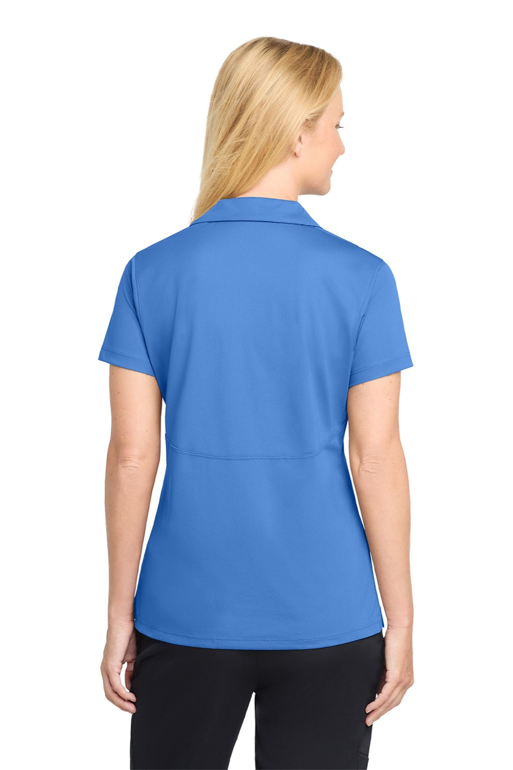 Sport-Tek LST650 Womens Sport-Wick Moisture Wicking Short Sleeve Polo Shirt Blue Lake Model Back