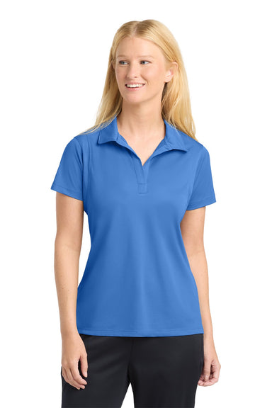 Sport-Tek LST650 Womens Sport-Wick Moisture Wicking Short Sleeve Polo Shirt Blue Lake Model Front