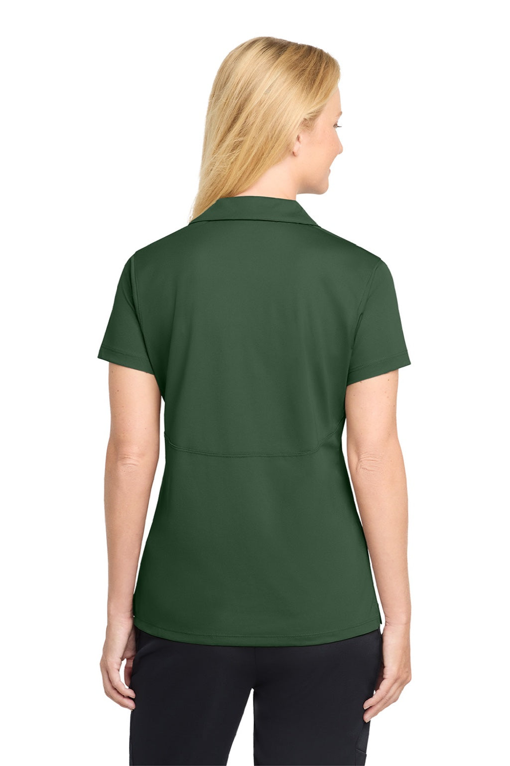 Sport-Tek LST650 Womens Sport-Wick Moisture Wicking Short Sleeve Polo Shirt Forest Green Model Back