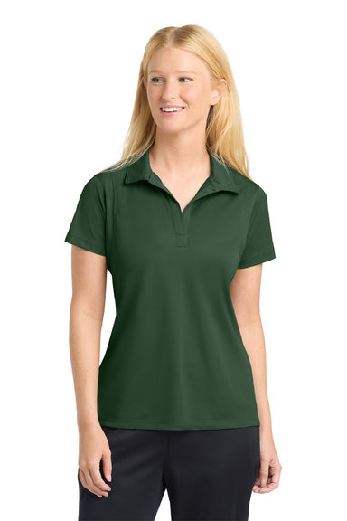 Sport-Tek LST650 Womens Sport-Wick Moisture Wicking Short Sleeve Polo Shirt Forest Green Model Front