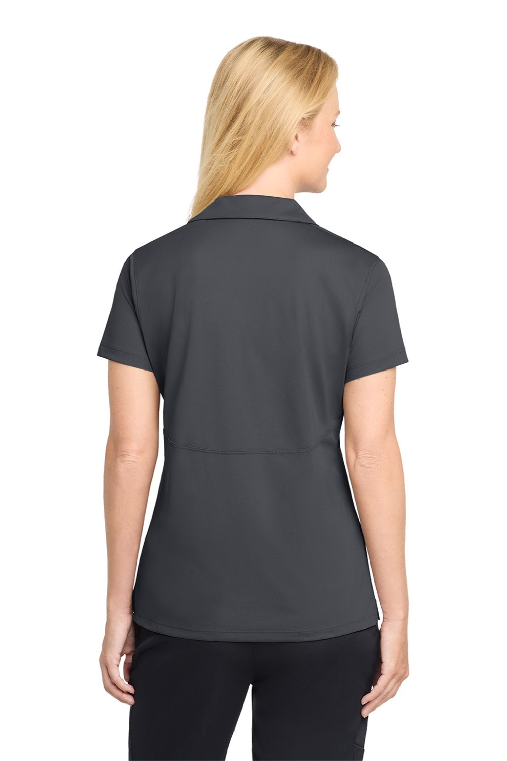 Sport-Tek LST650 Womens Sport-Wick Moisture Wicking Short Sleeve Polo Shirt Iron Grey Model Back