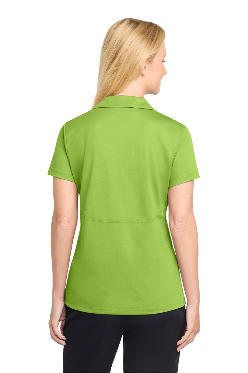 Sport-Tek LST650 Womens Sport-Wick Moisture Wicking Short Sleeve Polo Shirt Lime Shock Green Model Back
