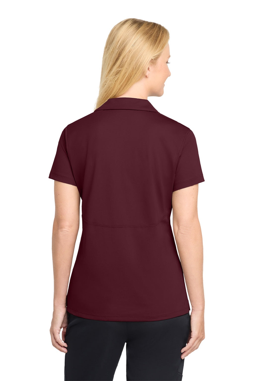 Sport-Tek LST650 Womens Sport-Wick Moisture Wicking Short Sleeve Polo Shirt Maroon Model Back