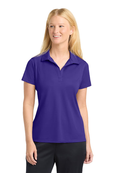 Sport-Tek LST650 Womens Sport-Wick Moisture Wicking Short Sleeve Polo Shirt Purple Model Front