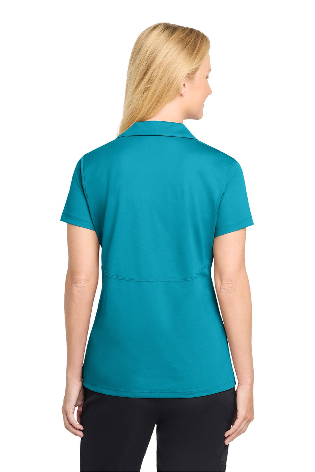Sport-Tek LST650 Womens Sport-Wick Moisture Wicking Short Sleeve Polo Shirt Tropic Blue Model Back