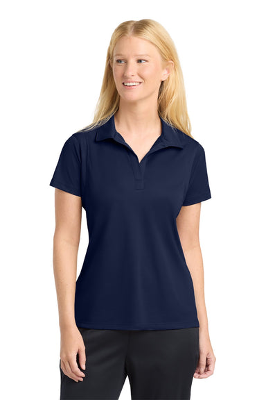 Sport-Tek LST650 Womens Sport-Wick Moisture Wicking Short Sleeve Polo Shirt True Navy Blue Model Front