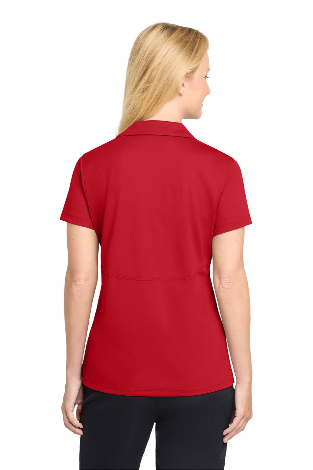 Sport-Tek LST650 Womens Sport-Wick Moisture Wicking Short Sleeve Polo Shirt True Red Model Back