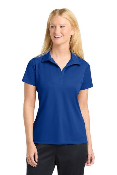 Sport-Tek LST650 Womens Sport-Wick Moisture Wicking Short Sleeve Polo Shirt True Royal Blue Model Front