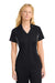 Sport-Tek LST655 Womens Sport-Wick Moisture Wicking Short Sleeve Polo Shirt Black/Iron Grey Model Front