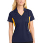 Sport-Tek Womens Sport-Wick Moisture Wicking Short Sleeve Polo Shirt - True Navy Blue/Gold