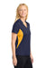 Sport-Tek LST655 Womens Sport-Wick Moisture Wicking Short Sleeve Polo Shirt True Navy Blue/Gold Model Side