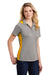 Sport-Tek LST665 Womens Heather Contender Moisture Wicking Short Sleeve Polo Shirt Heather Vintage Grey/Gold Model 3q