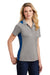 Sport-Tek LST665 Womens Heather Contender Moisture Wicking Short Sleeve Polo Shirt Heather Vintage Grey/Royal Blue Model 3q