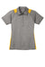 Sport-Tek LST665 Womens Heather Contender Moisture Wicking Short Sleeve Polo Shirt Heather Vintage Grey/Gold Flat Front