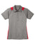 Sport-Tek LST665 Womens Heather Contender Moisture Wicking Short Sleeve Polo Shirt Heather Vintage Grey/True Red Flat Front