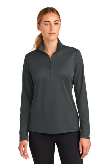 Sport-Tek LST672 Womens Micropique Sport-Wick 1/4 Zip Sweatshirt Iron Grey Model Front