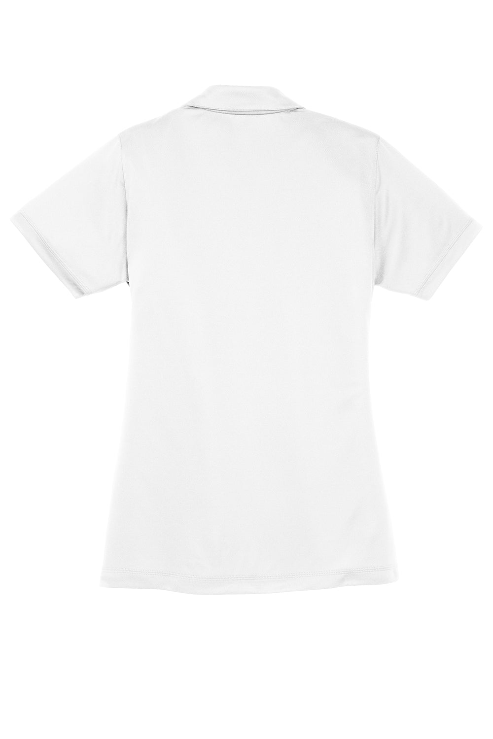 Sport-Tek LST680 Womens Micro-Mesh Moisture Wicking Short Sleeve Polo Shirt White Flat Back