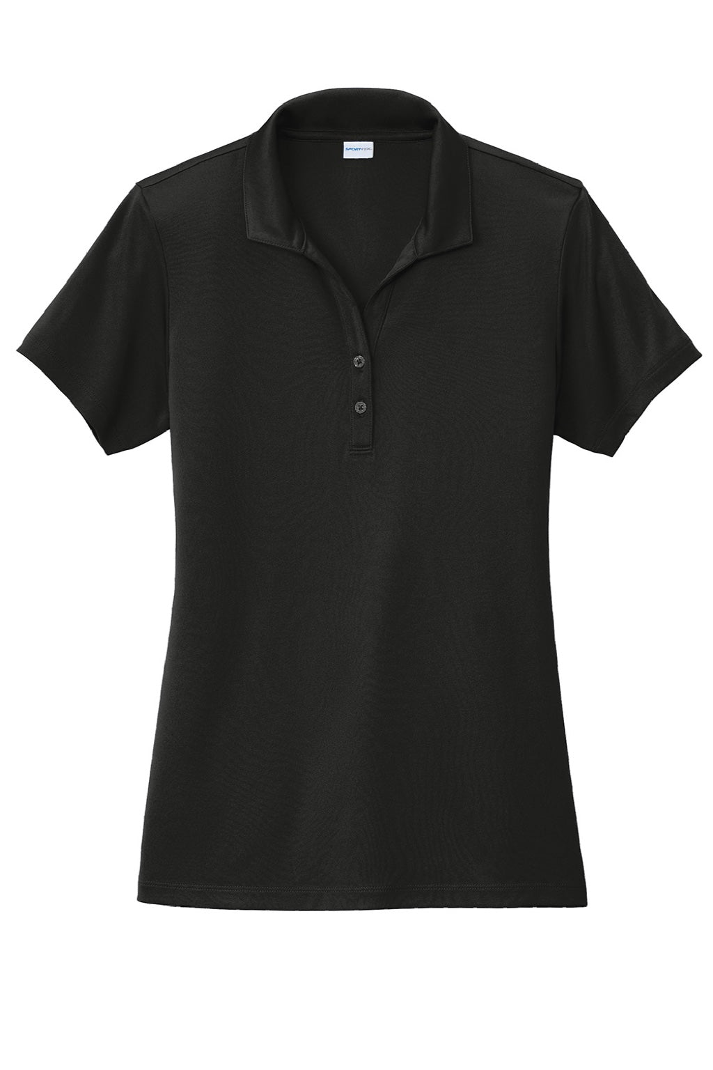 Sport-Tek LST725 Womens Moisture Wicking Re-Compete Short Sleeve Polo Shirt Black Flat Front