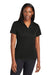 Sport-Tek LST725 Womens Moisture Wicking Re-Compete Short Sleeve Polo Shirt Black Model Front