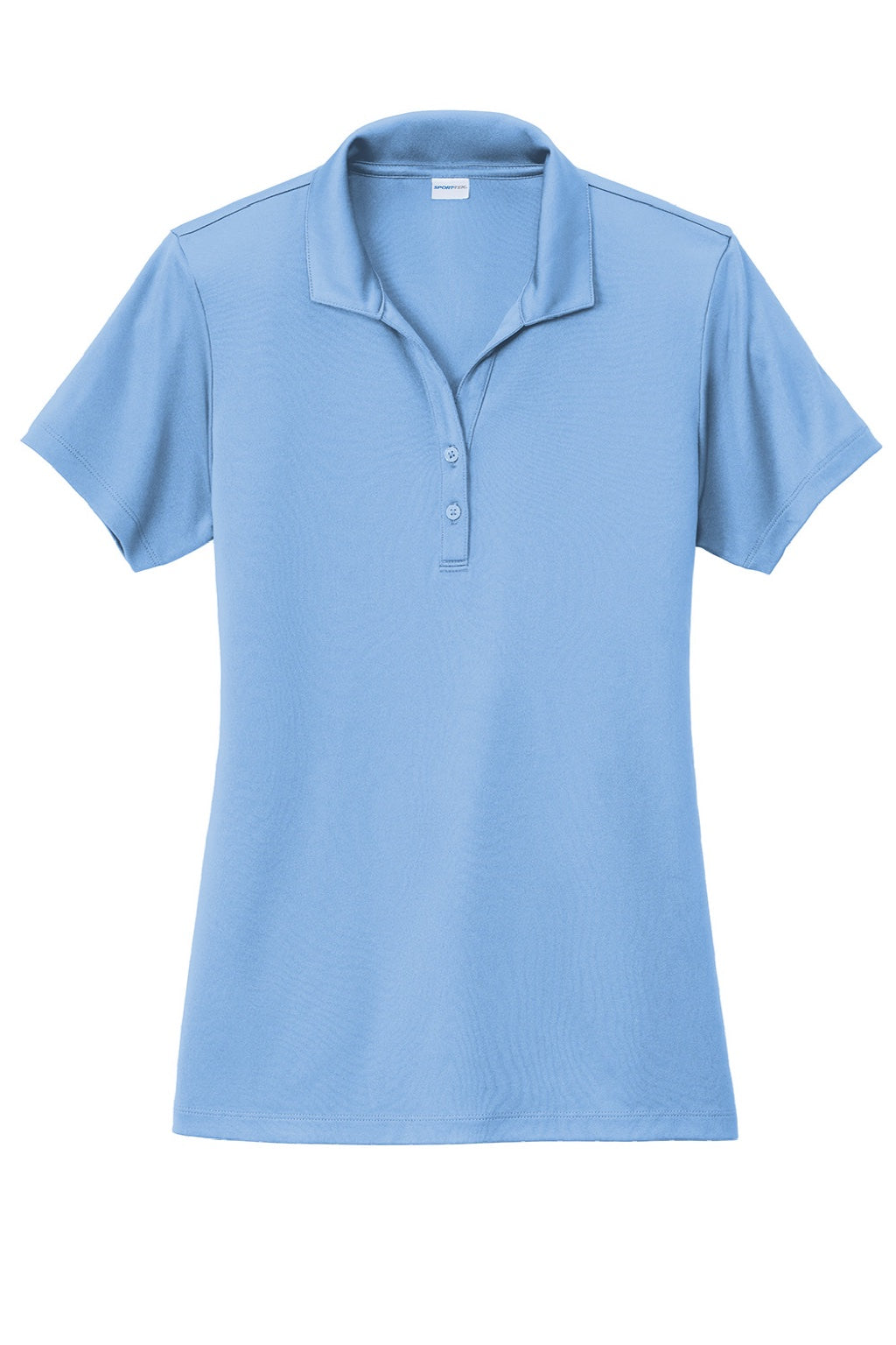 Sport-Tek LST725 Womens Moisture Wicking Re-Compete Short Sleeve Polo Shirt Carolina Blue Flat Front