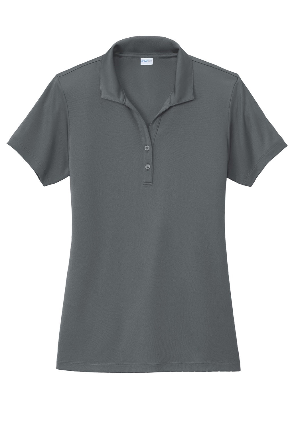 Sport-Tek LST725 Womens Moisture Wicking Re-Compete Short Sleeve Polo Shirt Iron Grey Flat Front