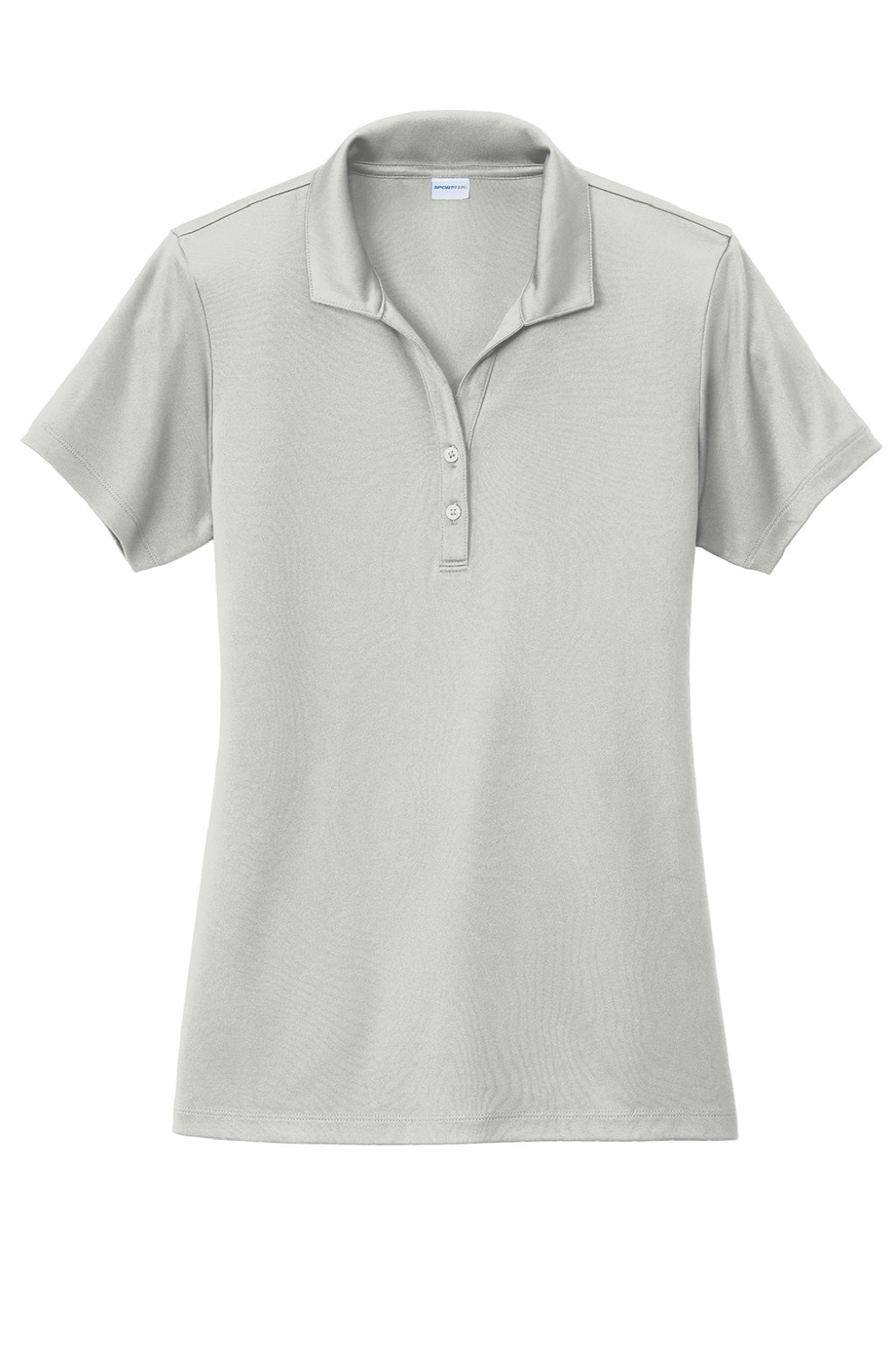 Sport-Tek LST725 Womens Moisture Wicking Re-Compete Short Sleeve Polo Shirt Silver Grey Flat Front