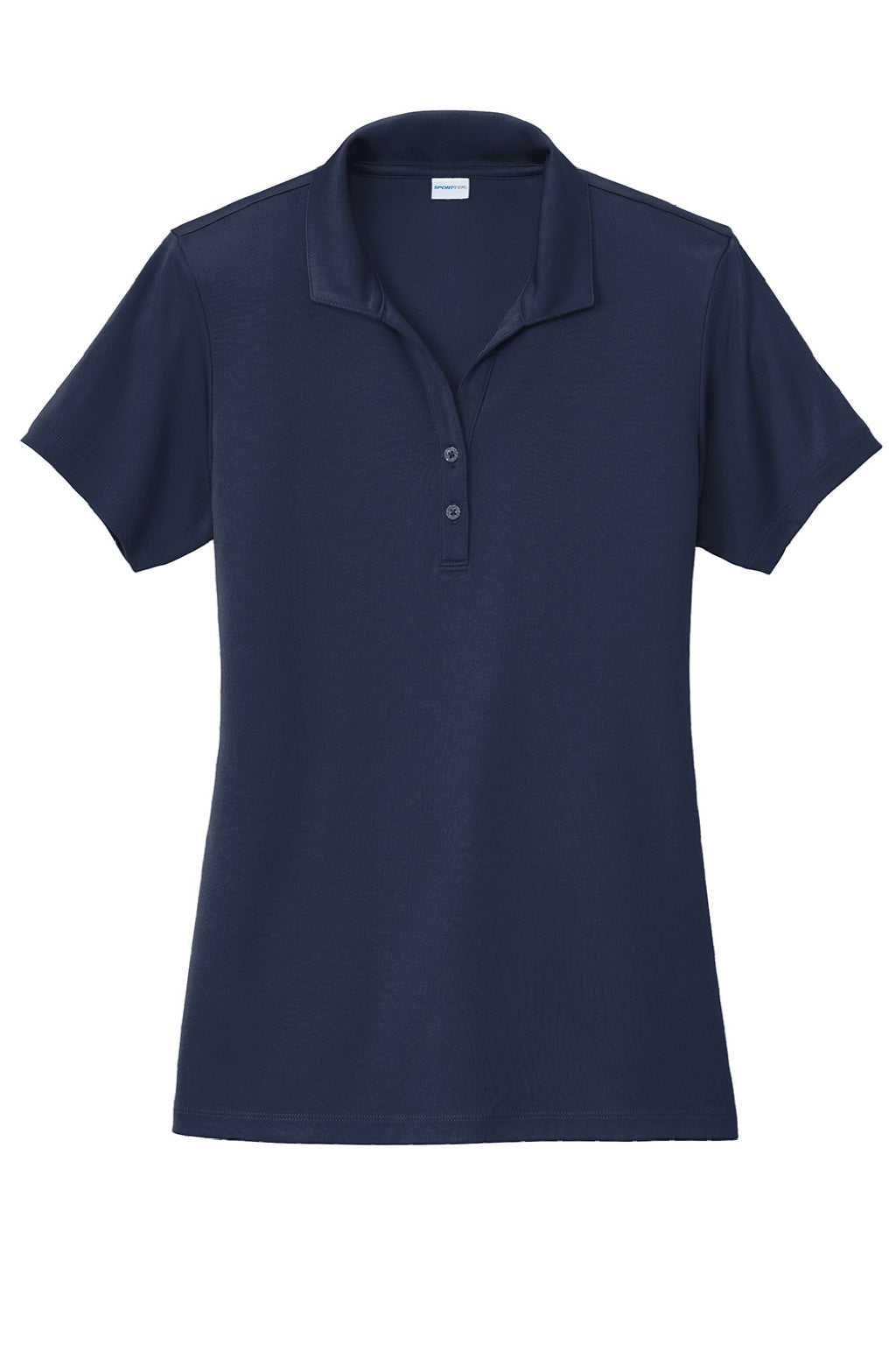 Sport-Tek LST725 Womens Moisture Wicking Re-Compete Short Sleeve Polo Shirt True Navy Blue Flat Front
