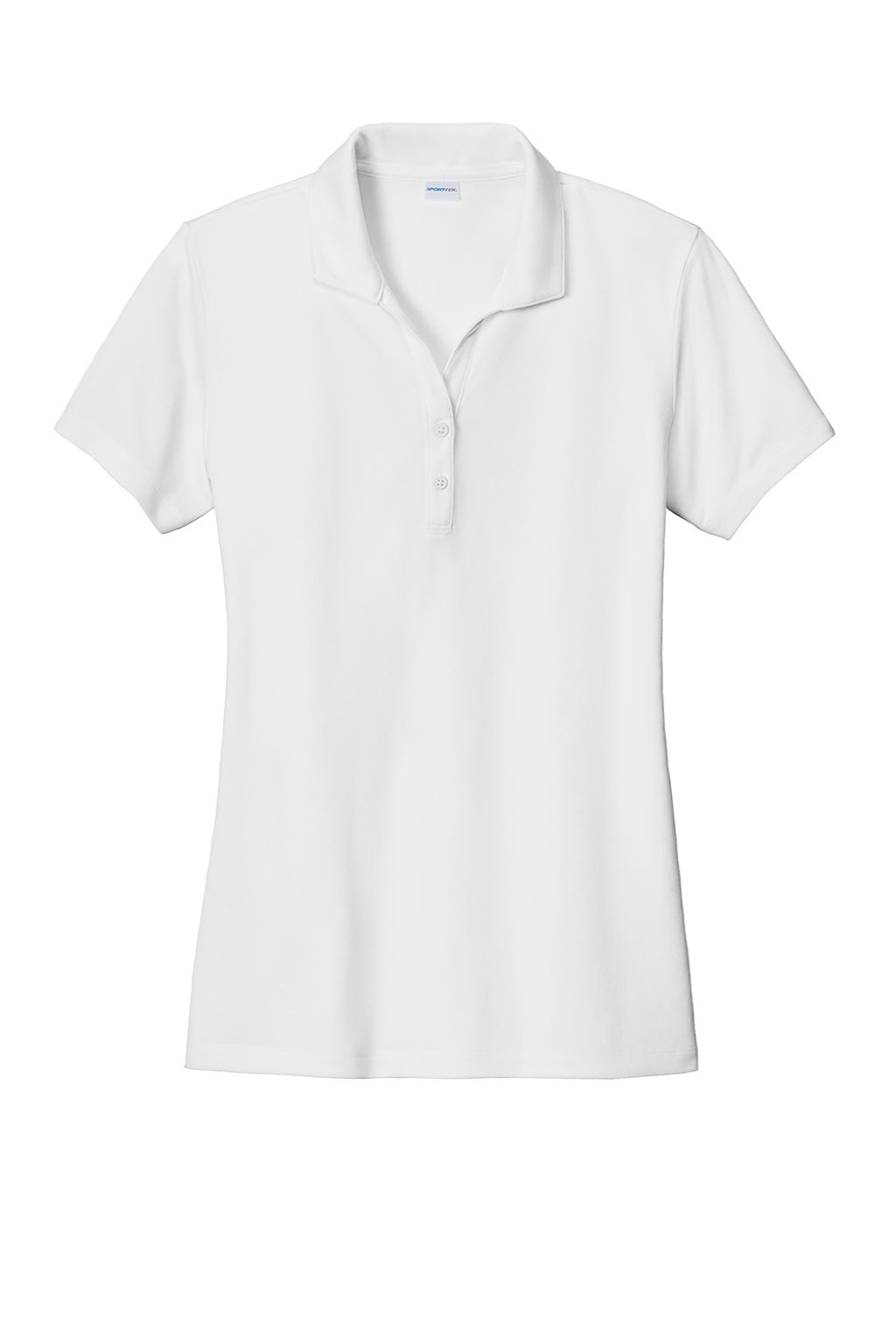 Sport-Tek LST725 Womens Moisture Wicking Re-Compete Short Sleeve Polo Shirt White Flat Front