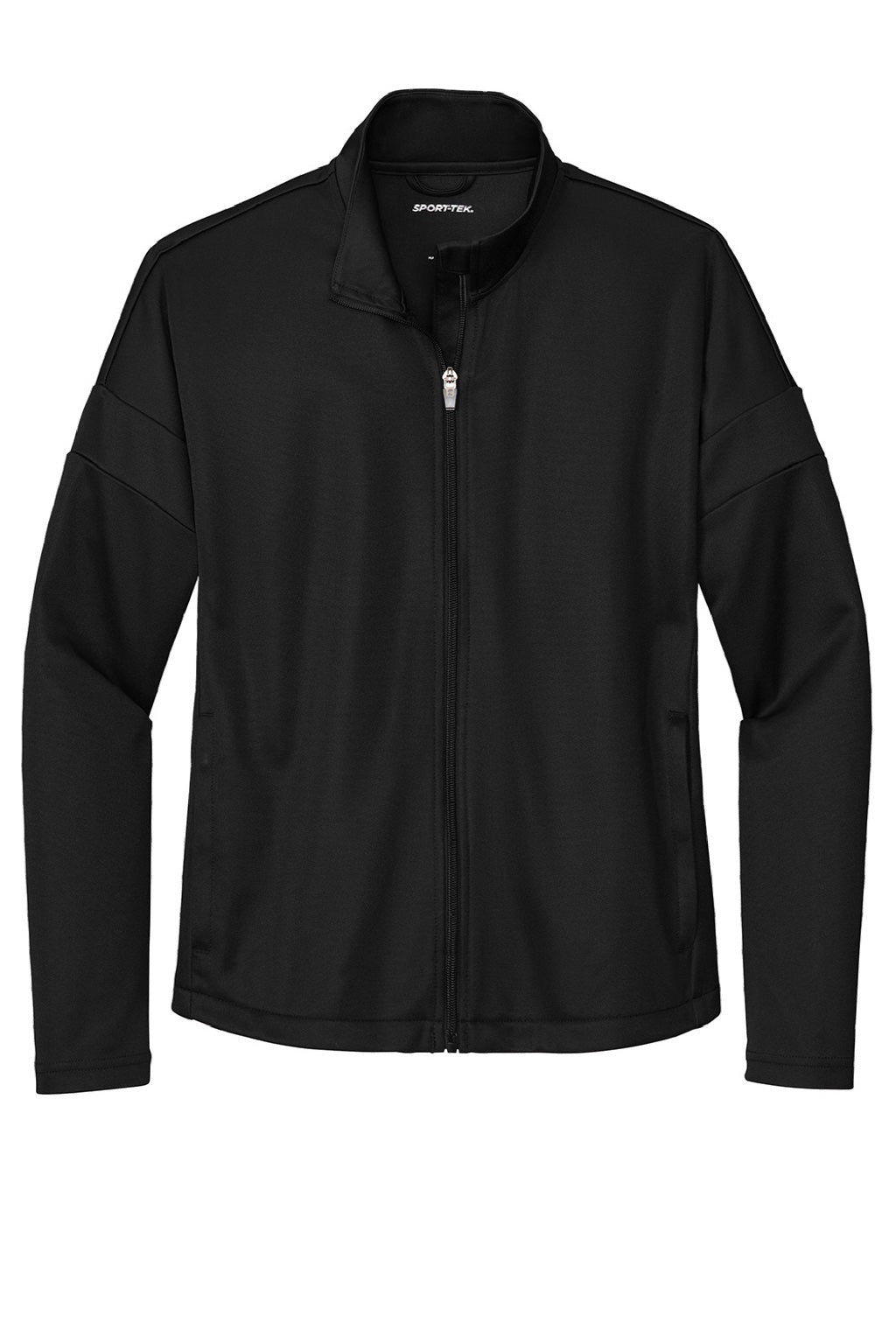 Sport-Tek LST800 Womens Moisture Wicking Travel Full Zip Jacket Black Flat Front