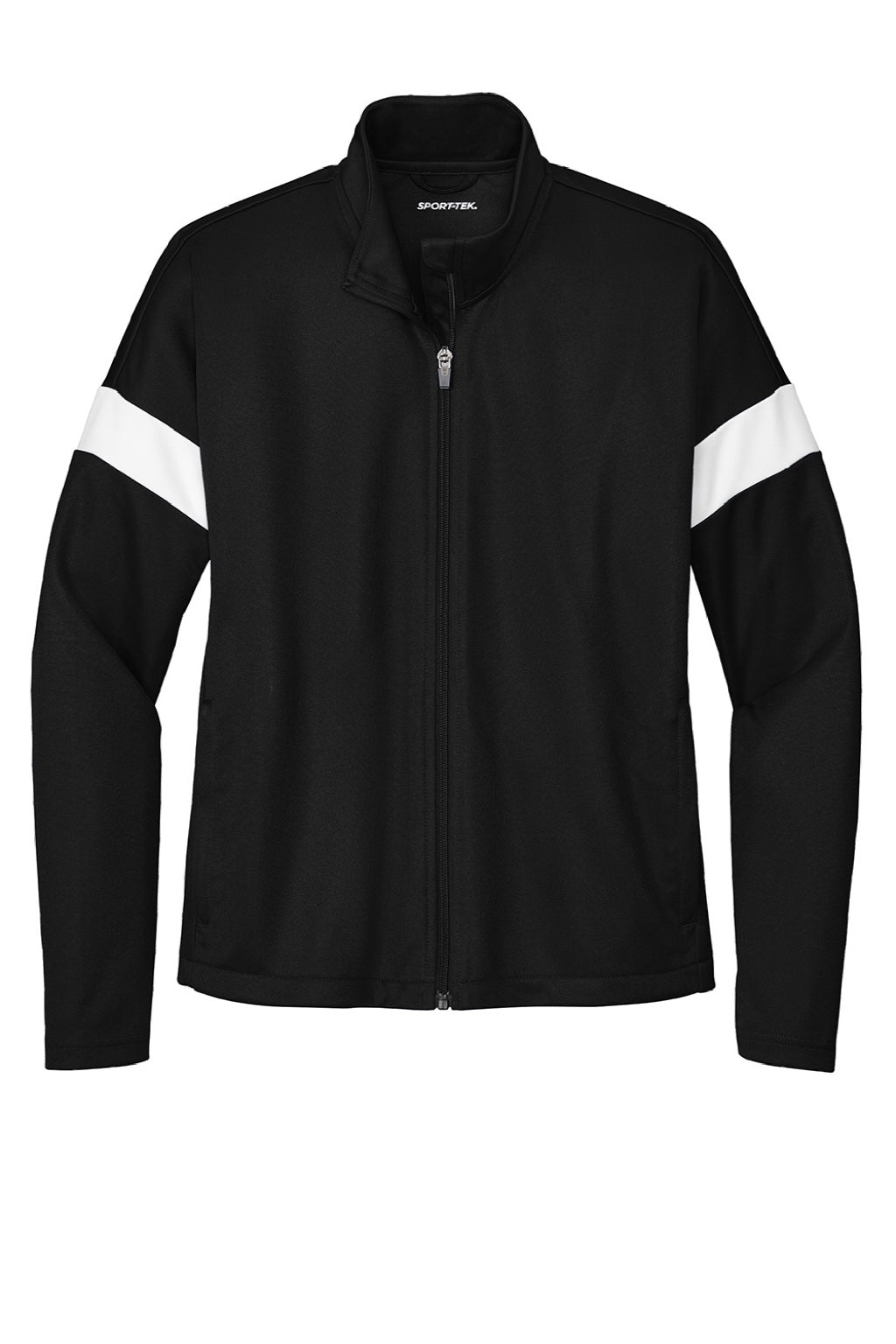 Sport-Tek LST800 Womens Moisture Wicking Travel Full Zip Jacket Black/White Flat Front